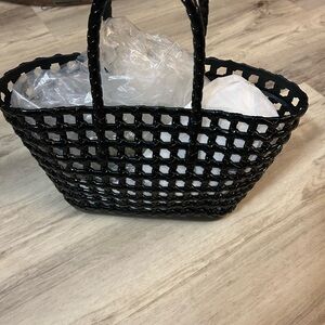 Stylish Black Woven Tote Bag